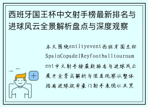 西班牙国王杯中文射手榜最新排名与进球风云全景解析盘点与深度观察 西班牙国王杯中文射手榜最新排名与进球风云全景解析盘点与深度观察